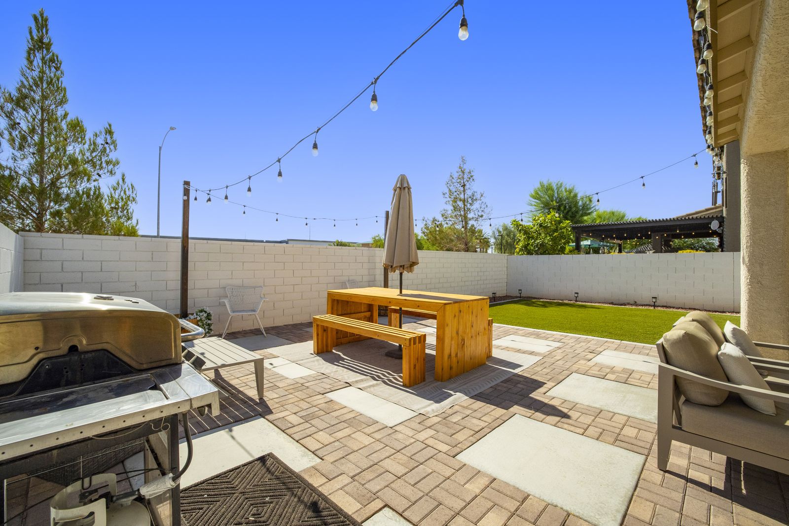 Paver patio looking back toward the turf.